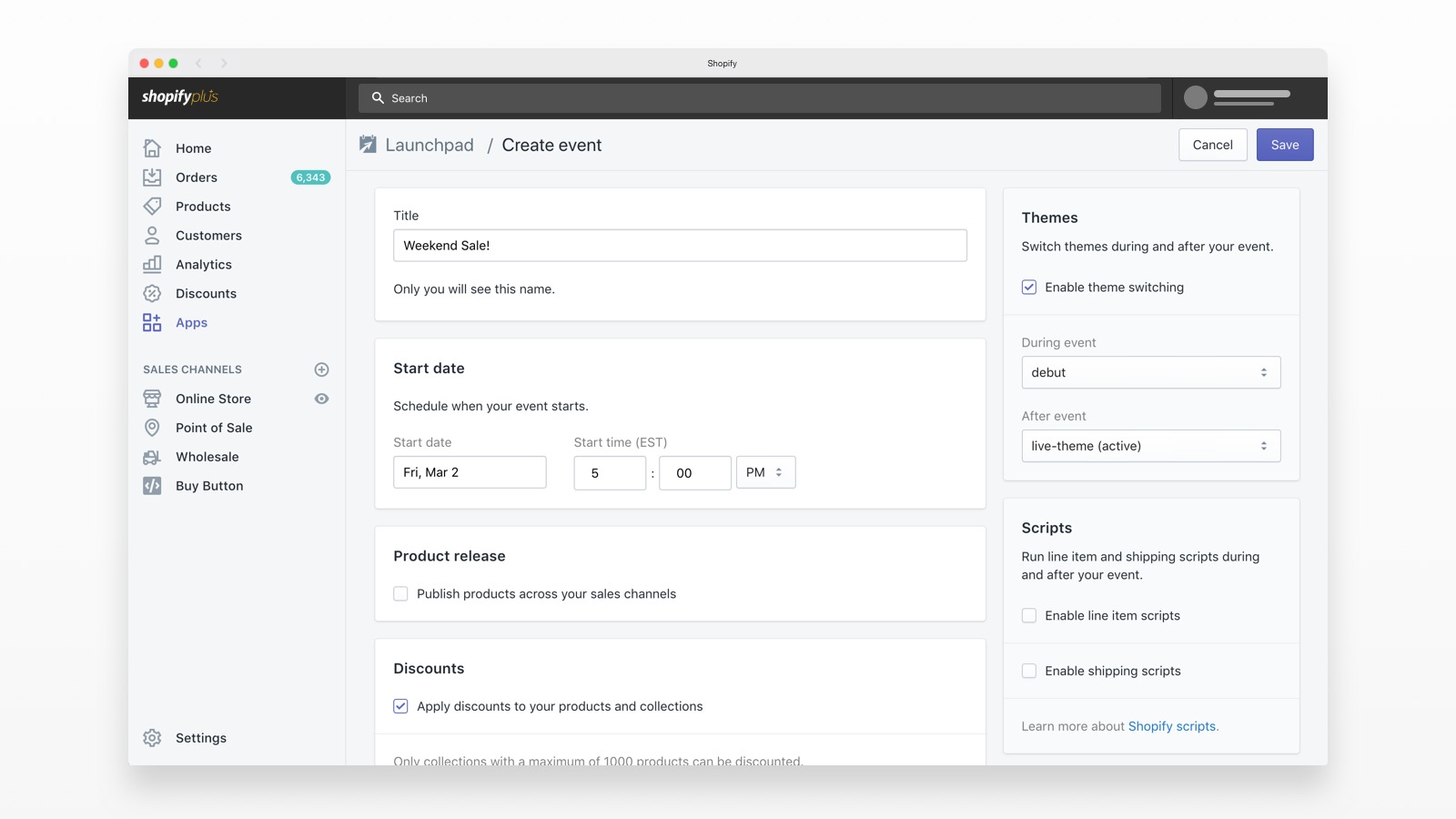 Launchpad - Shopify Plus feature