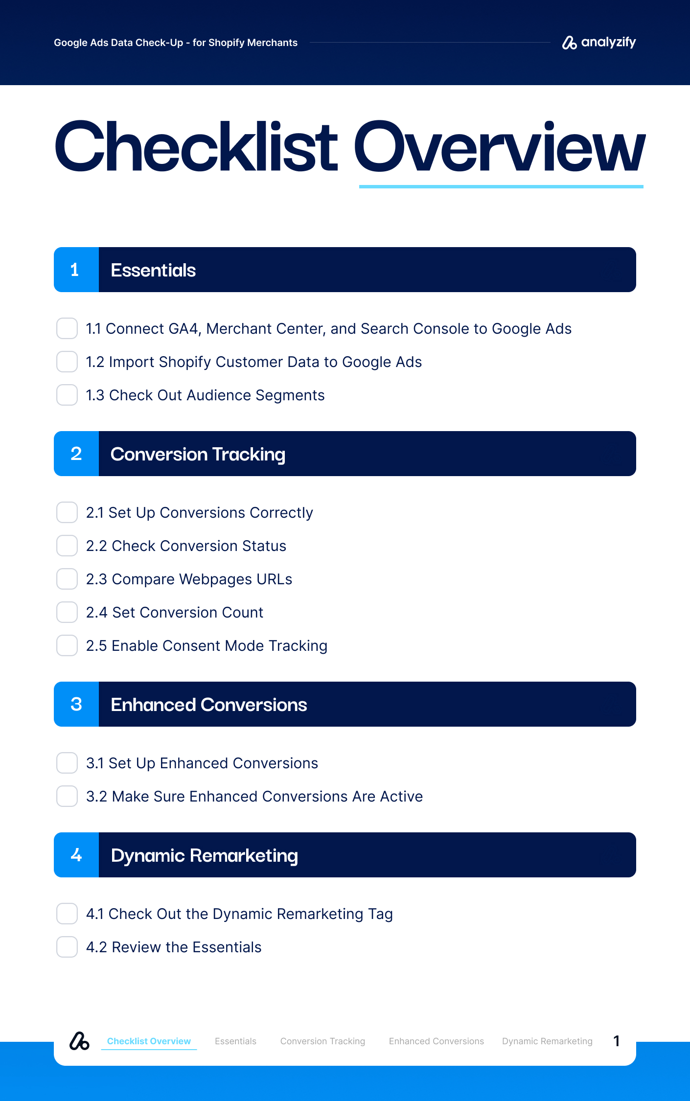 Google Ads Data Check-up - Checklist
