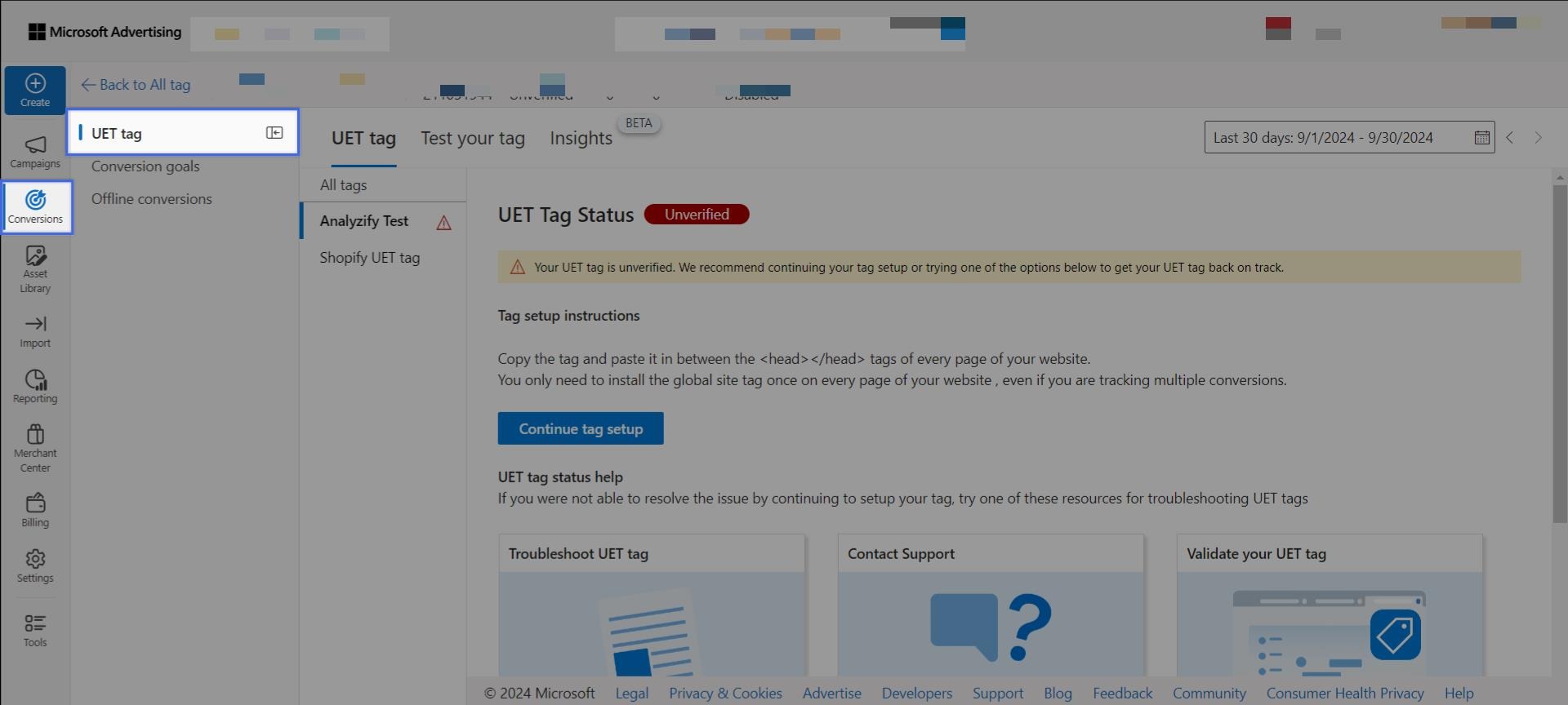 Set up Bing Ads Conversion Tracking