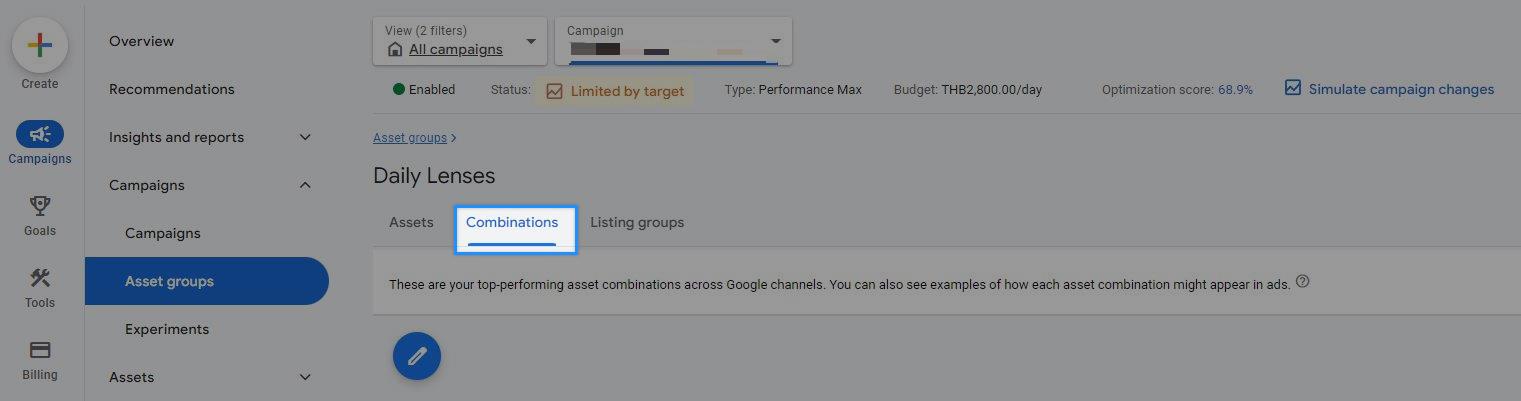 Performance max campaign asset group combinations -