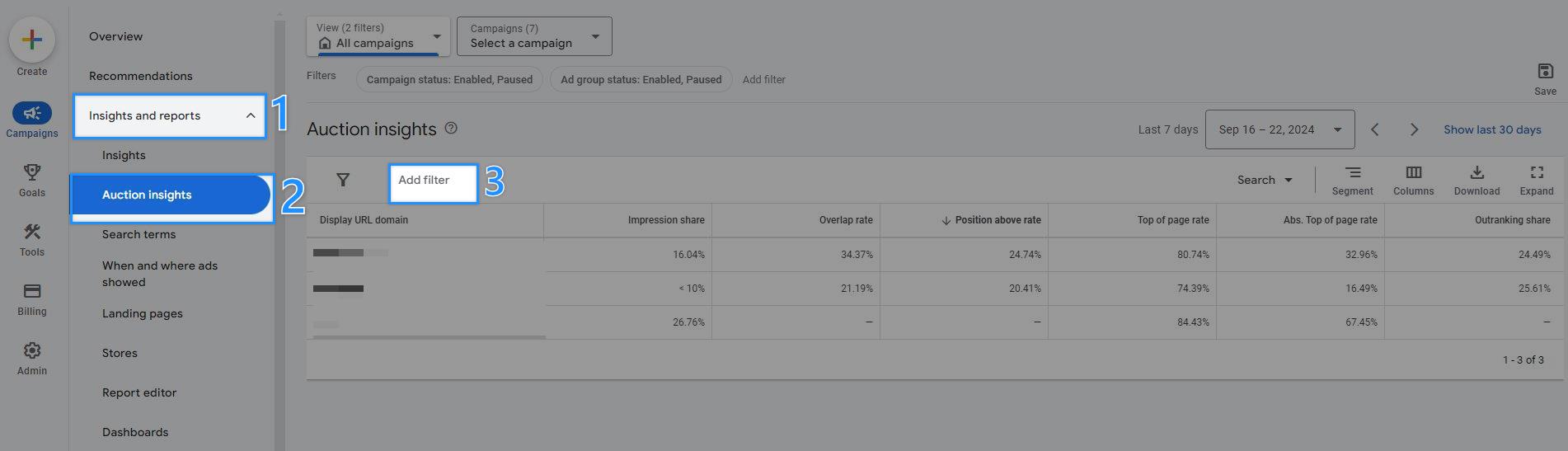 Auction Insights in Pmax Reports