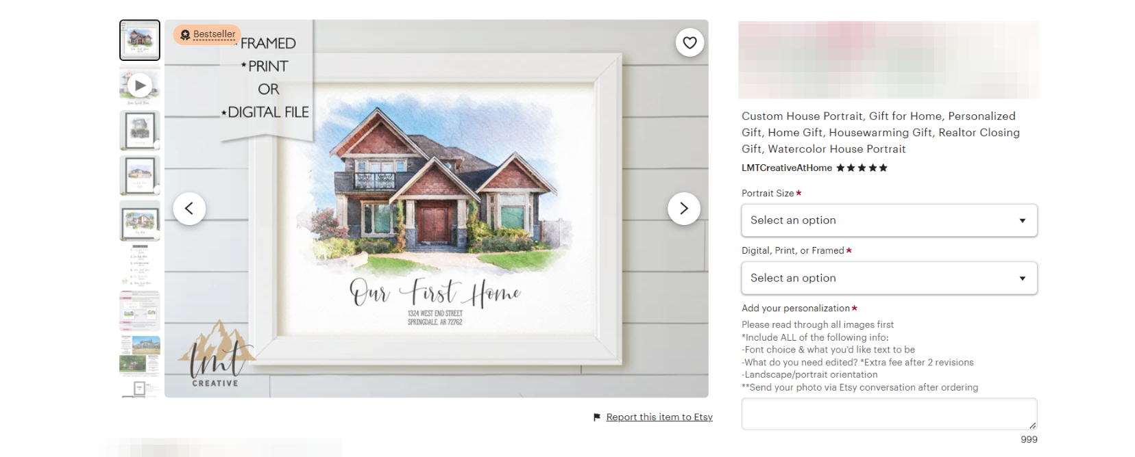Top-Selling Digital Artworks & Prints on Etsy-product-custom house portrait