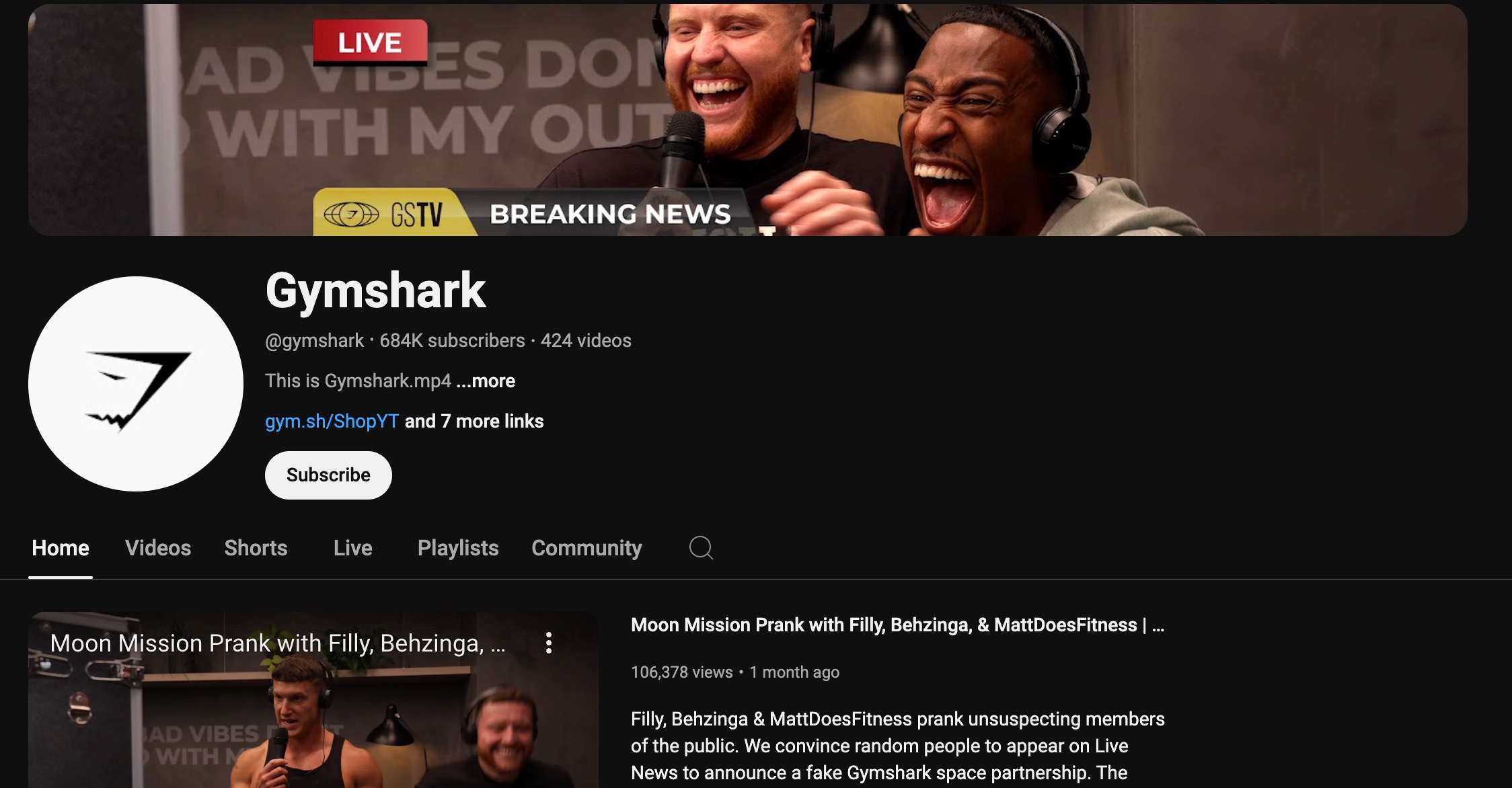 Gymshark on YouTube