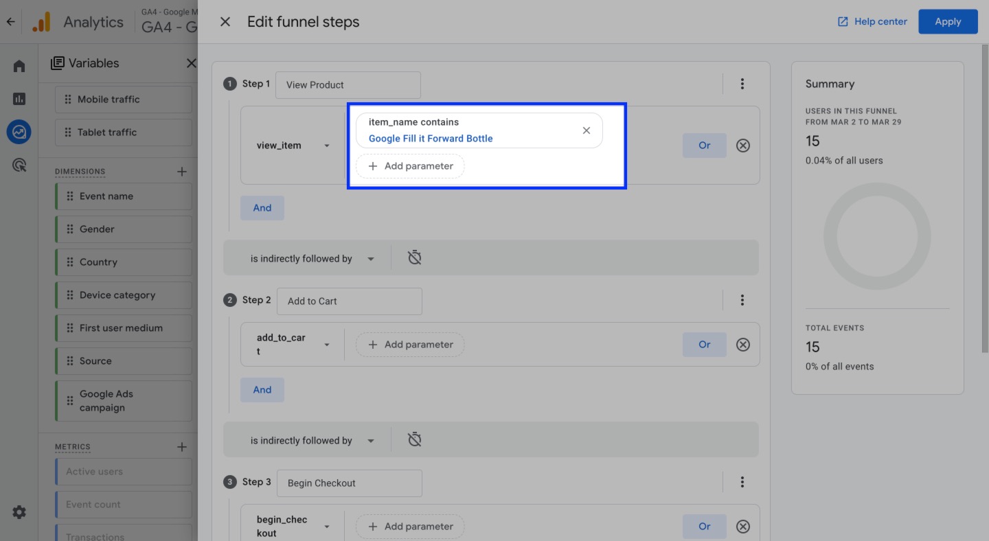 Customizing Ecommerce Funnels in GA4