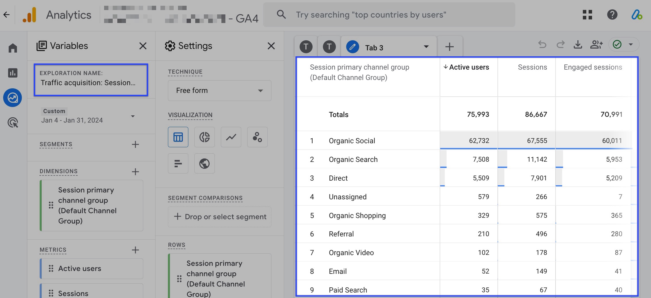 Traffic Acquisition in Explorations - GA4