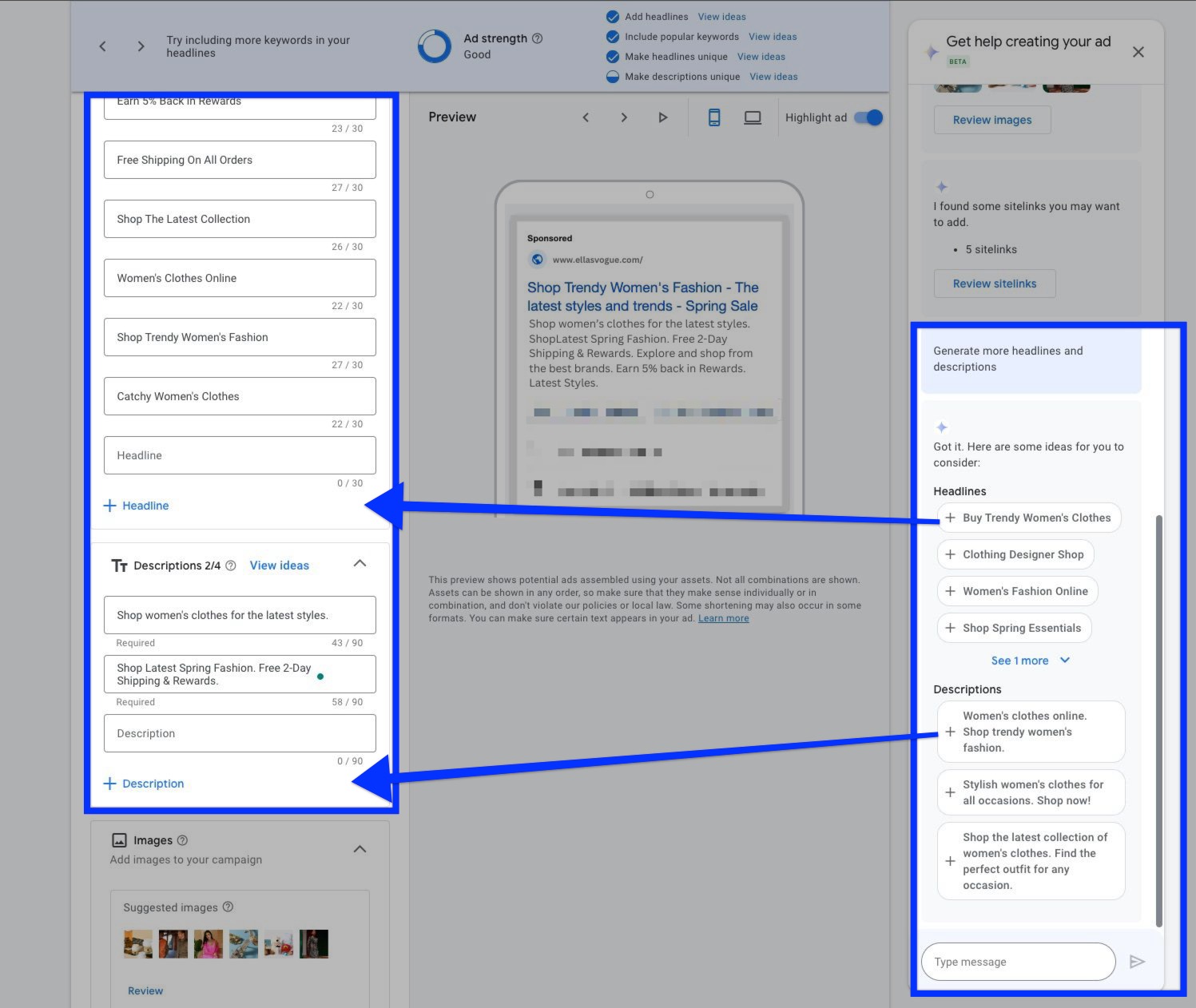 Generating Headlines and Descriptions - Gemini-Powered Chat