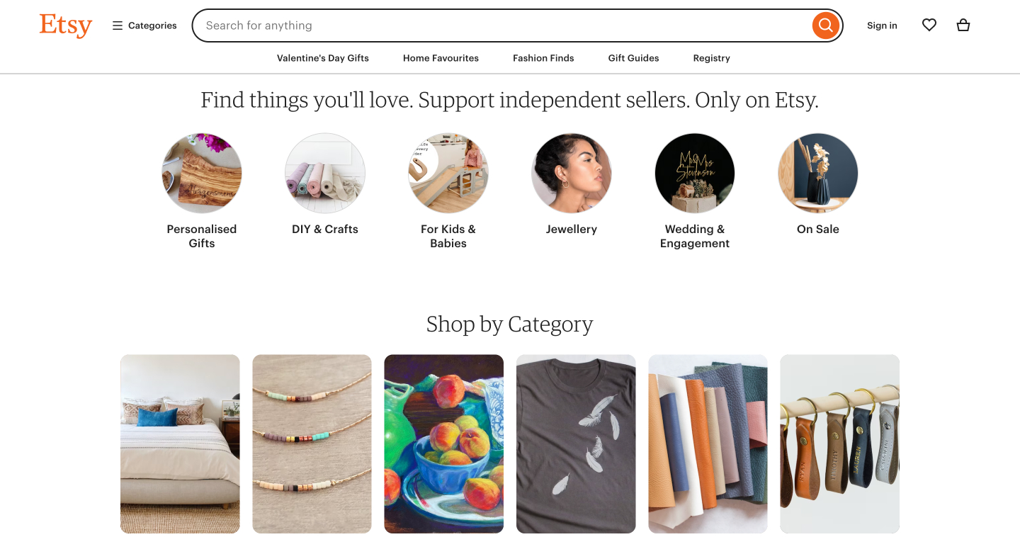Etsy - Homepage