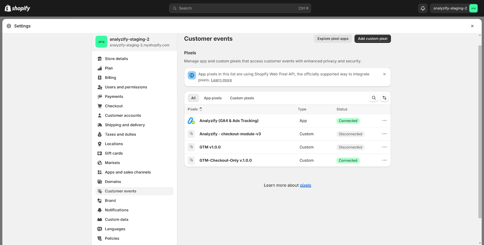 Adding Custom Pixel - Shopify