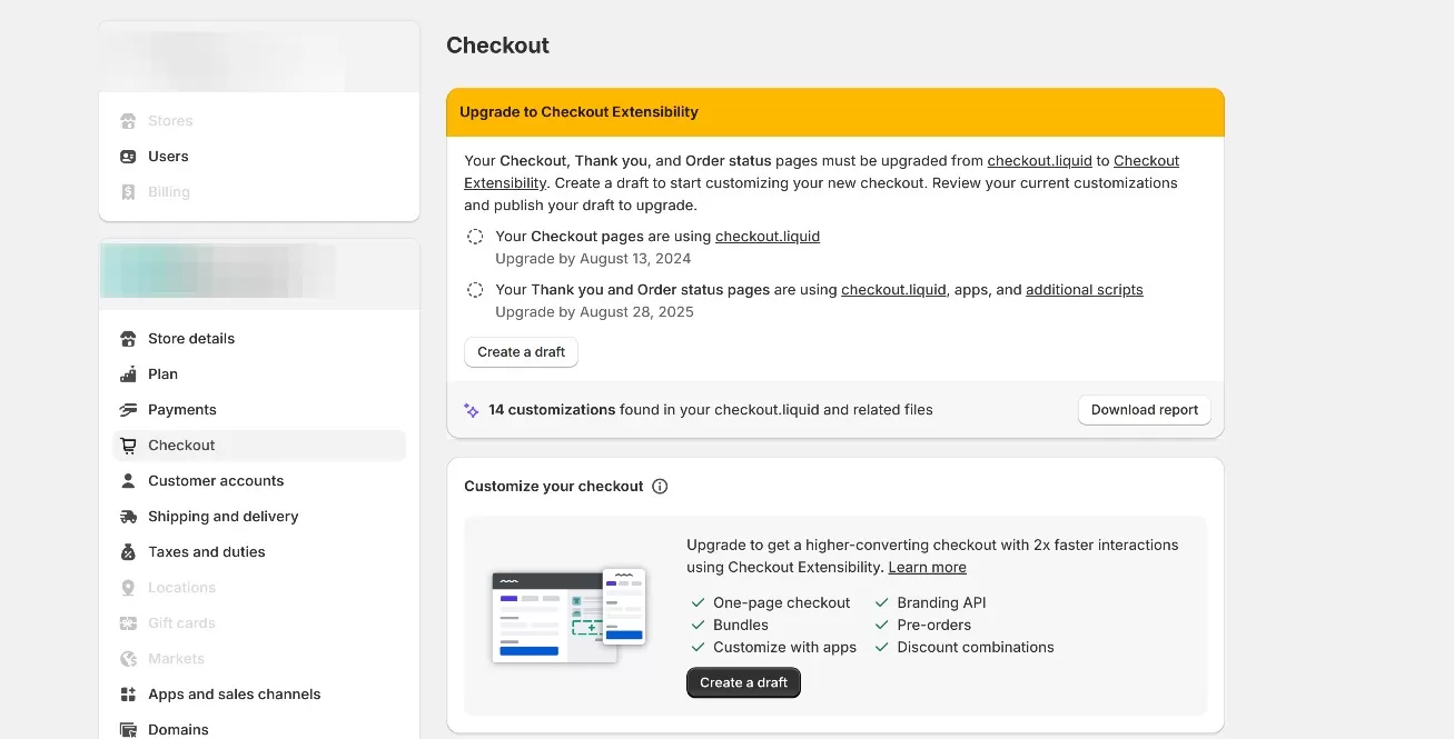 Activating Shopify Checkout Extensibility