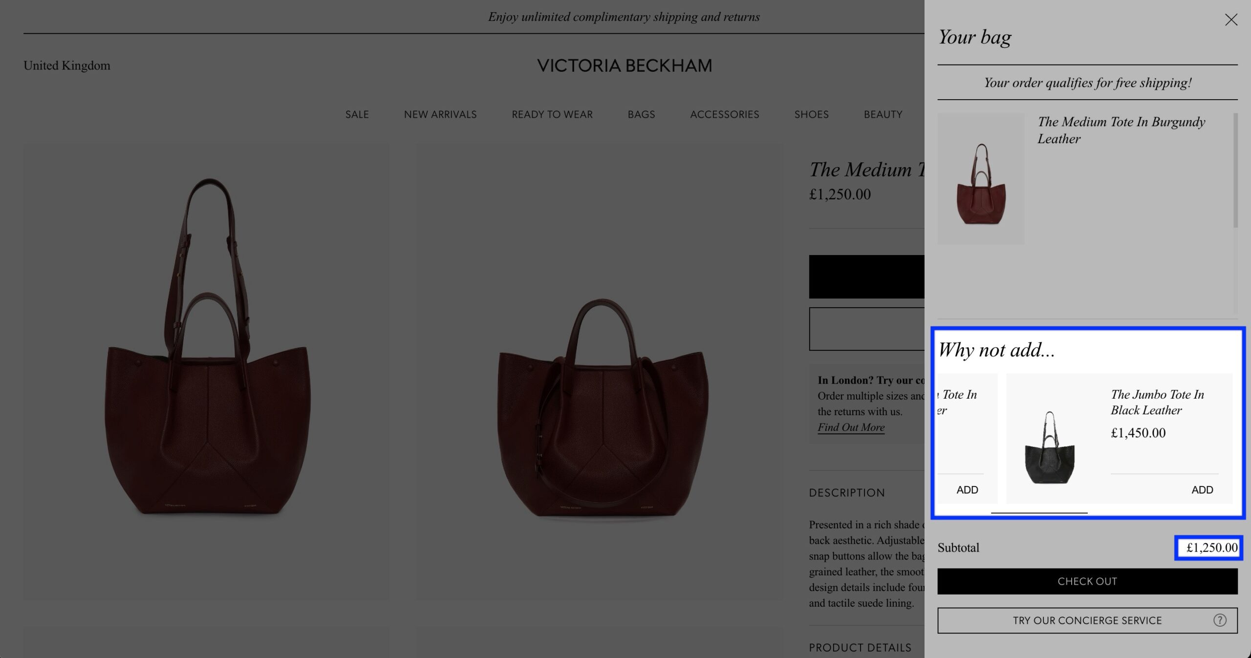 Upselling Technique by Victoria Beckham