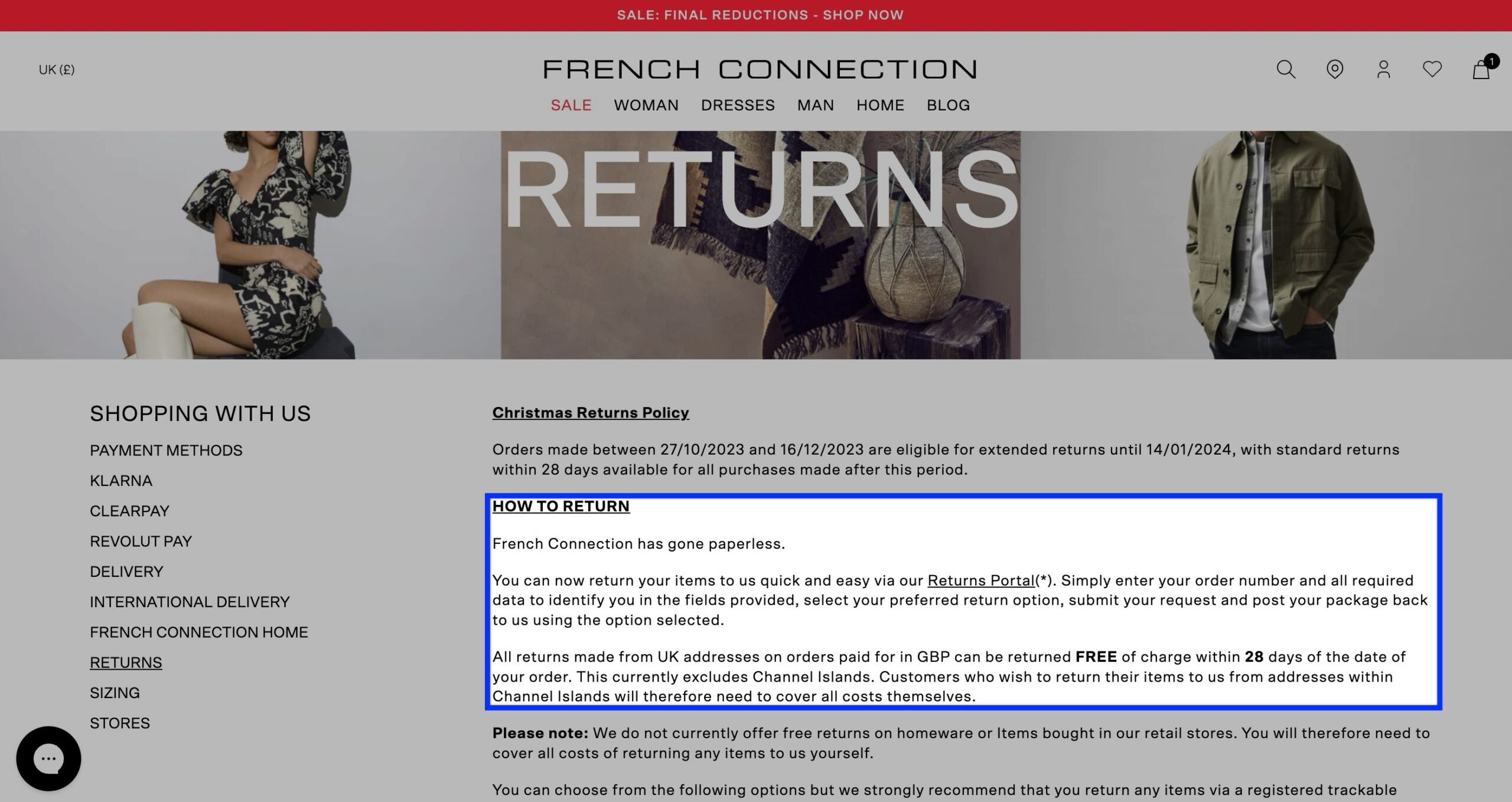 French Connection's Return Policy