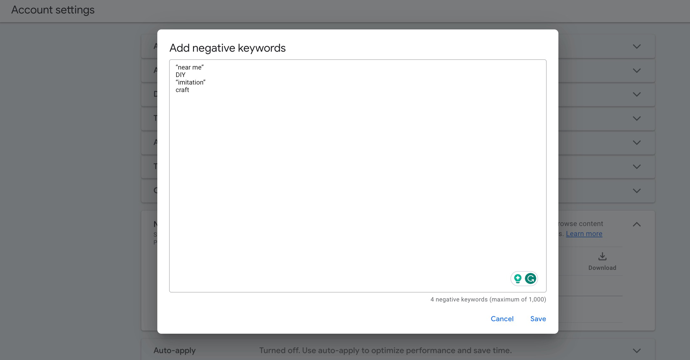 Adding Negative Keywords in Google Ads