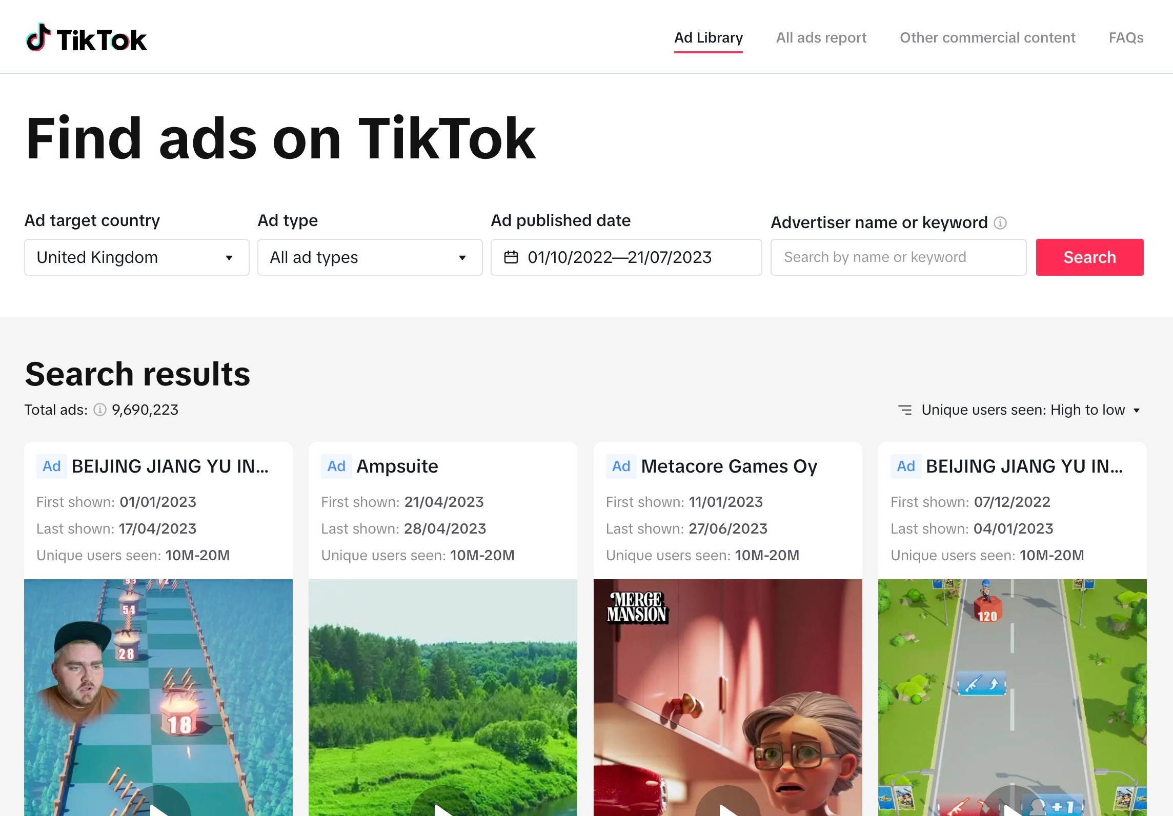 TikTok's New Feature "Ad Library"