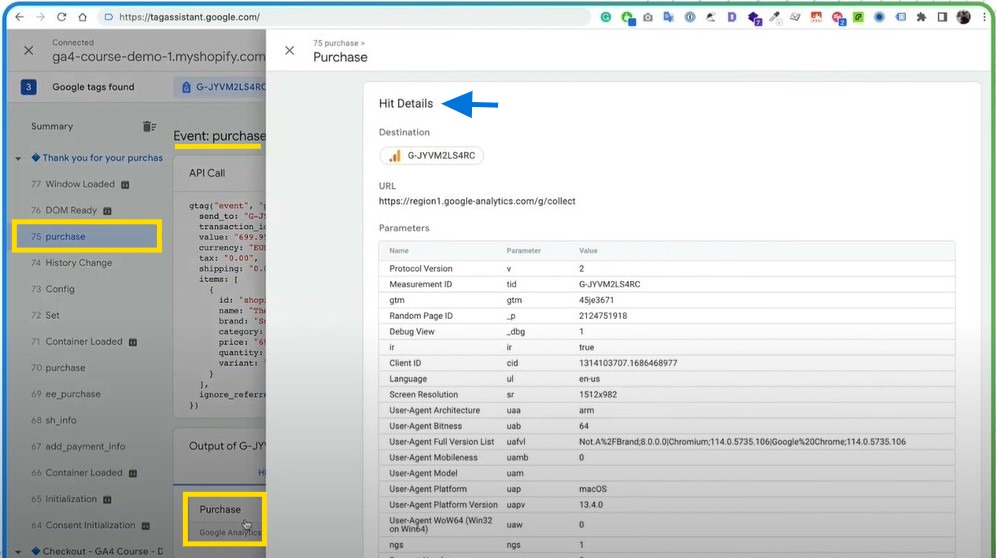 Shopify GA4 Debug - Analytics Debugger Purchase Event