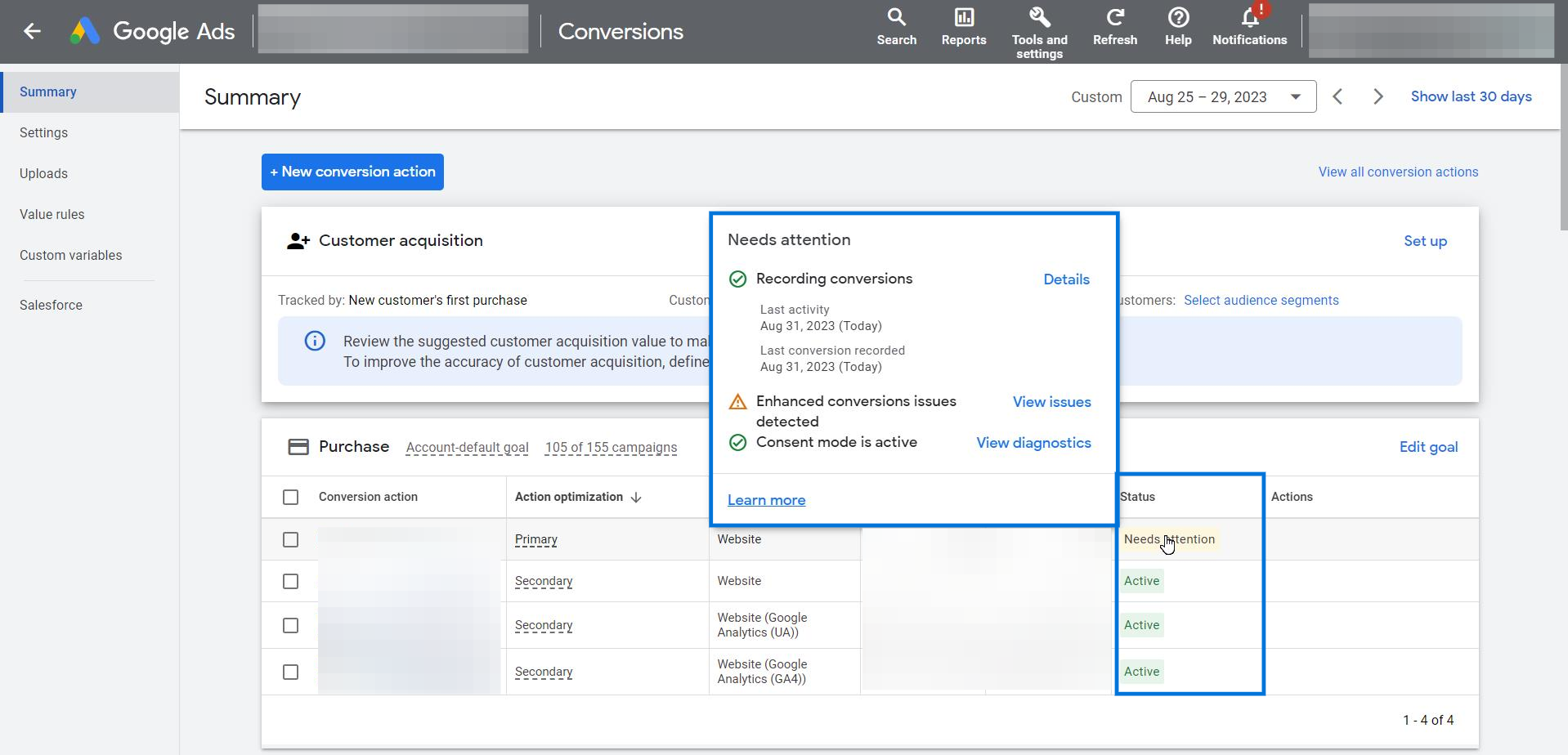 Conversion Status - Google Ads