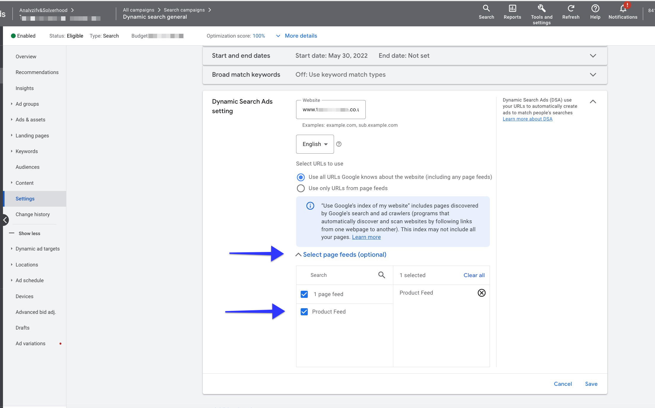 How To Create Dynamic Search Ads (DSAs) Page Feeds?
