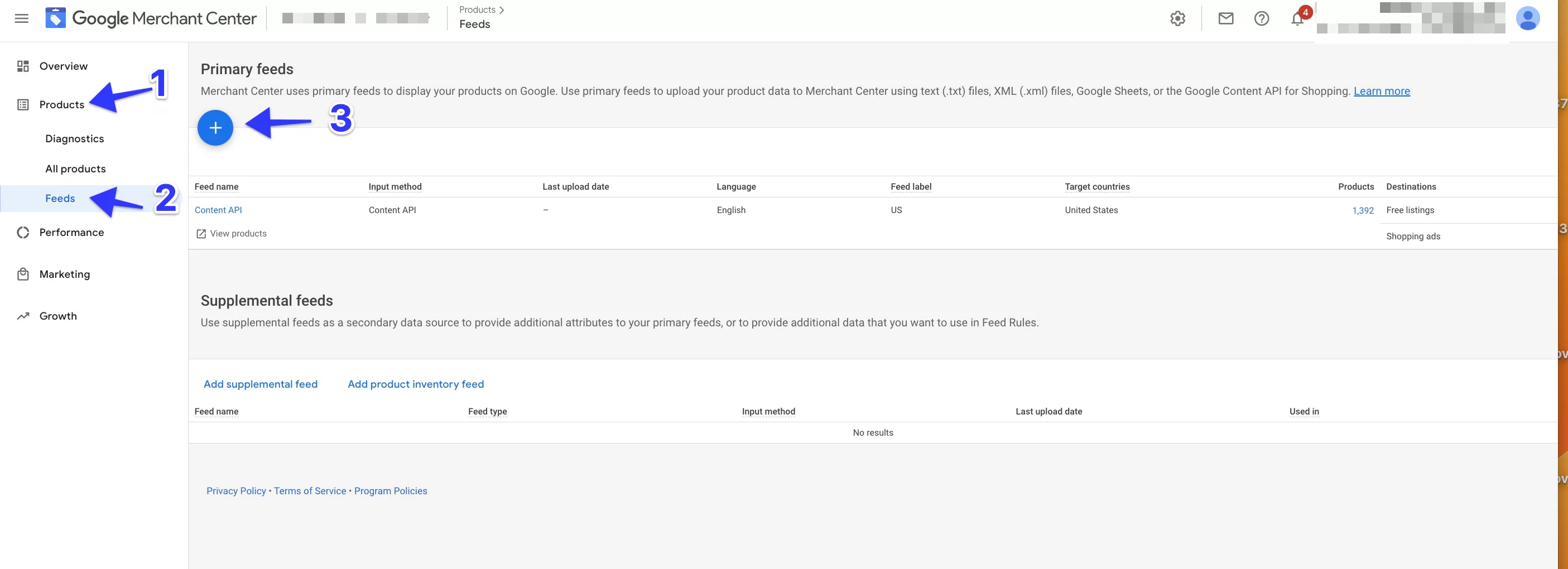 Feeds - Google Merchant Center