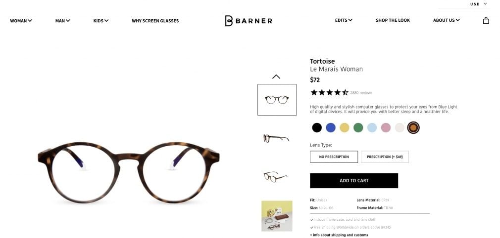 E-commerce Product Page Examples - An all-inclusive product page example by Barner
