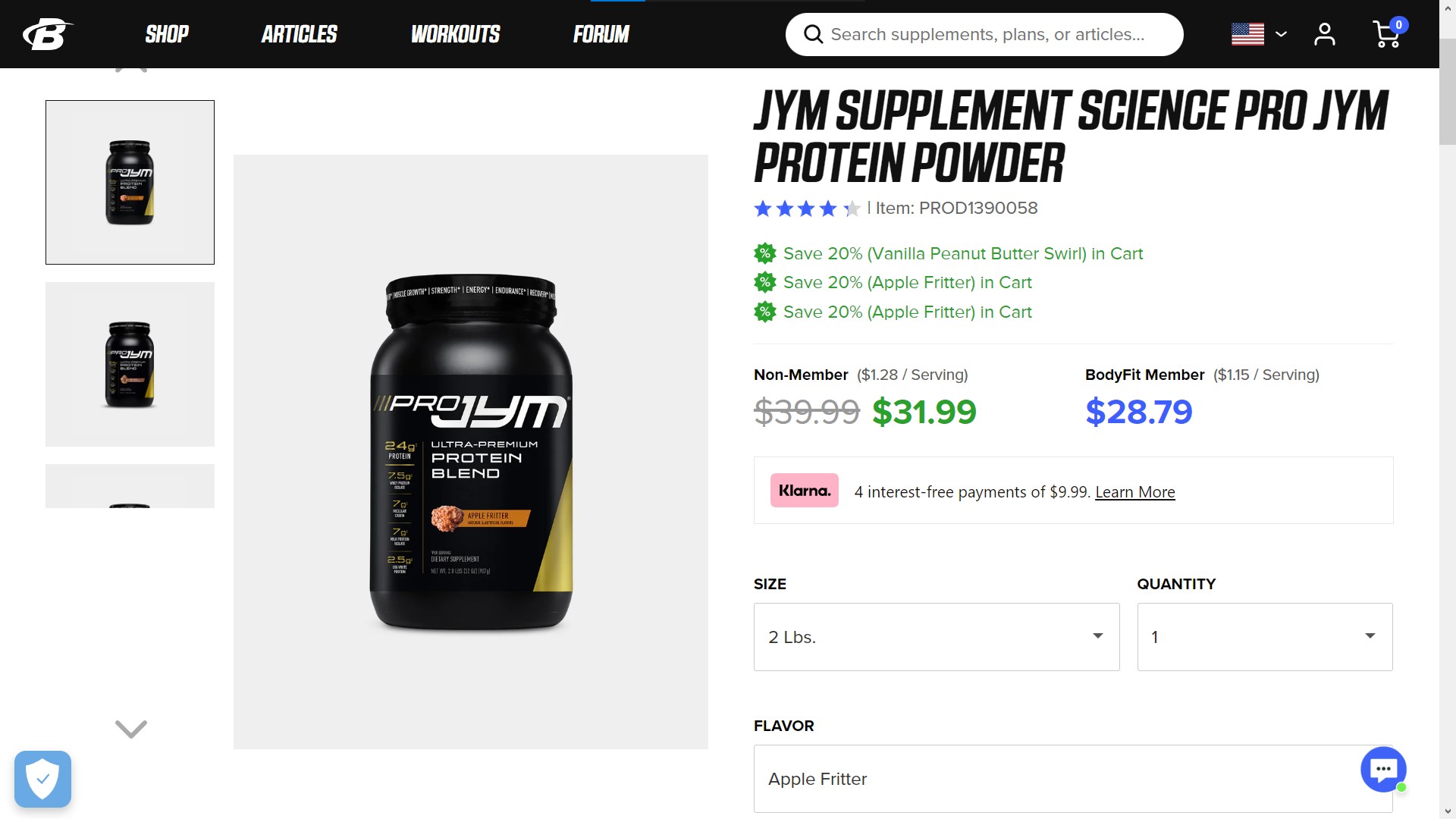 Bodybuilding.com product page