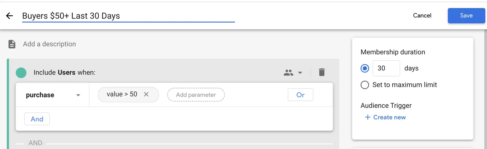 Audience Membership Duration — Google Analytics 4