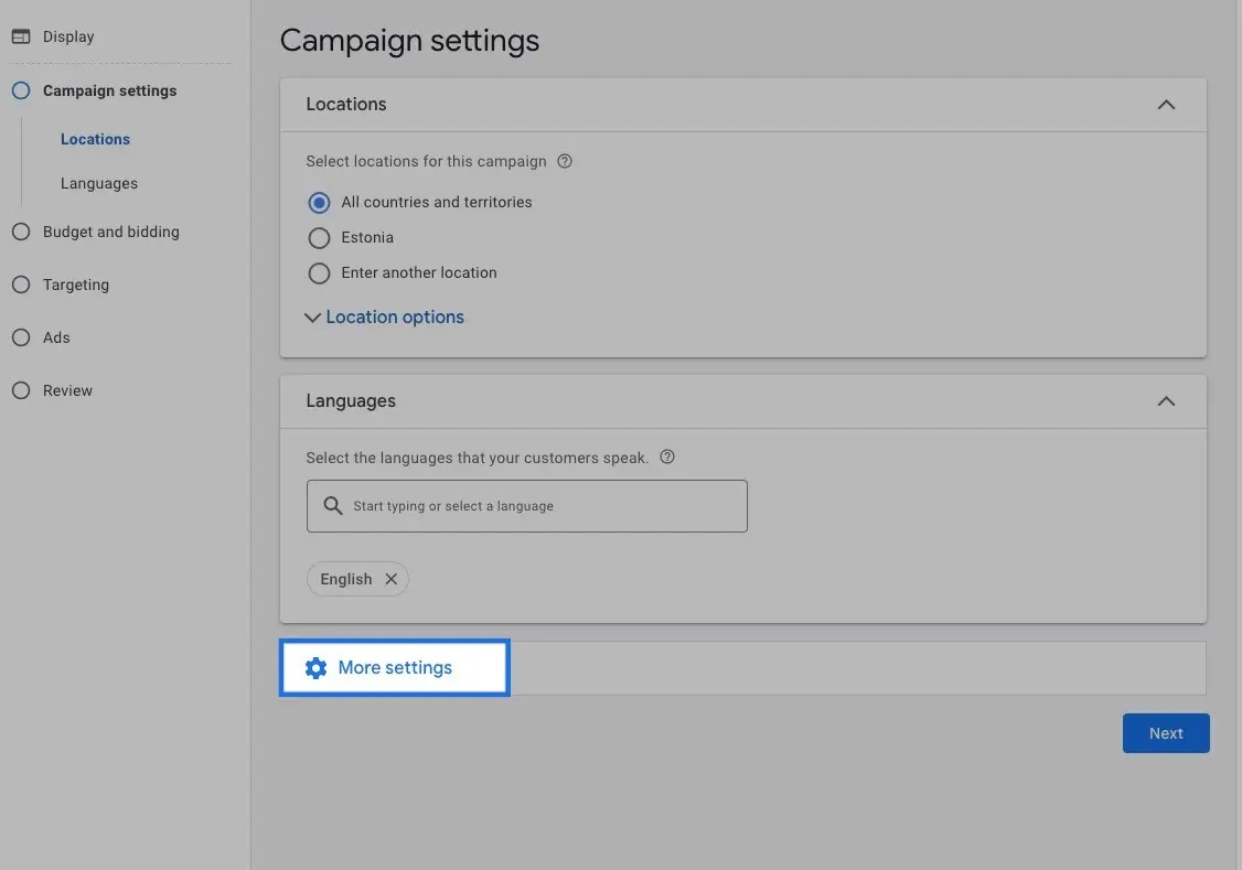 campaign settings - google ads