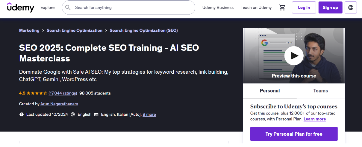 best-seo-courses-in 2025-udemy.arun