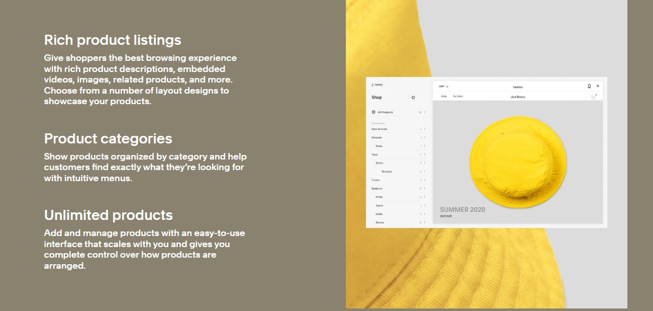 Squarescpace ecommerce solution