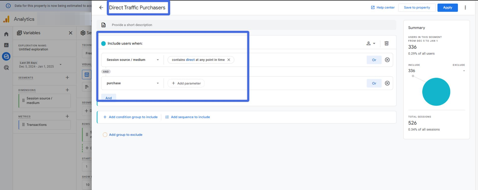 segments-in-ga4-direct-traffic-purchasers
