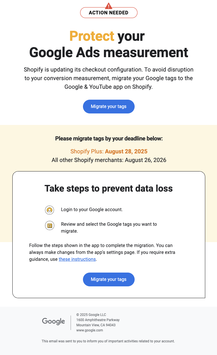 protect your google ads measurement warning by Google