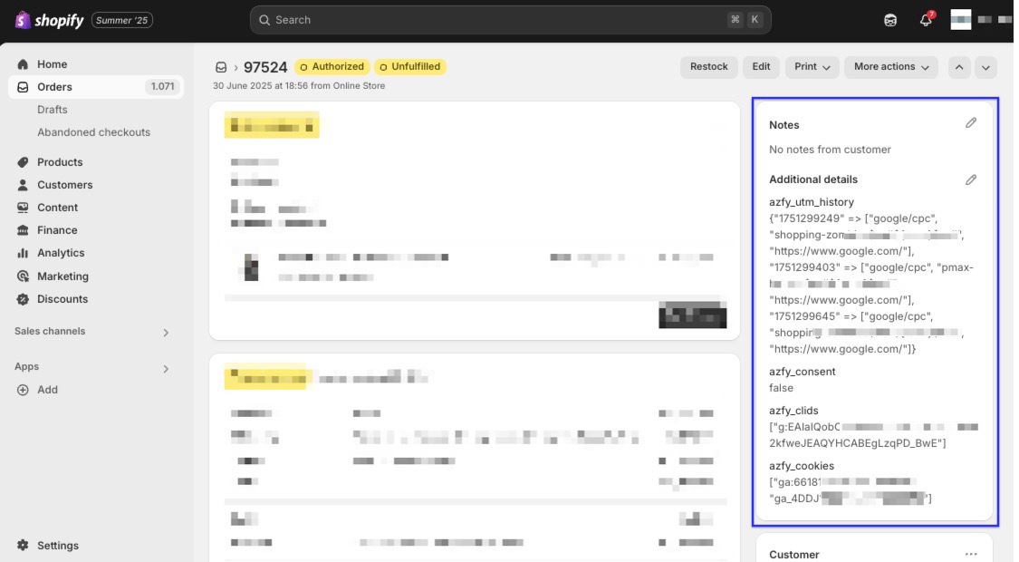 shopify attribution data