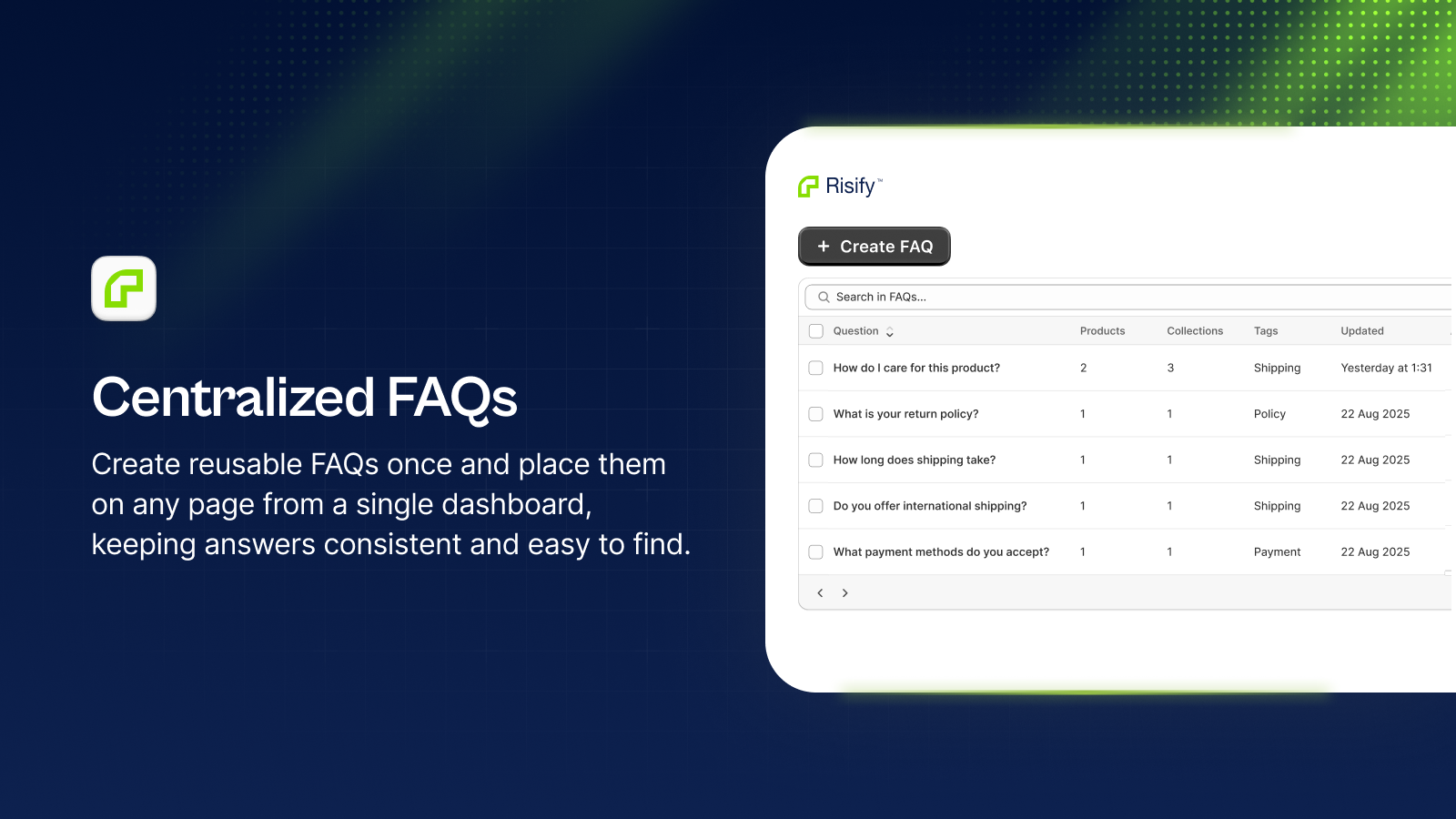 manage faq content on shopify easily