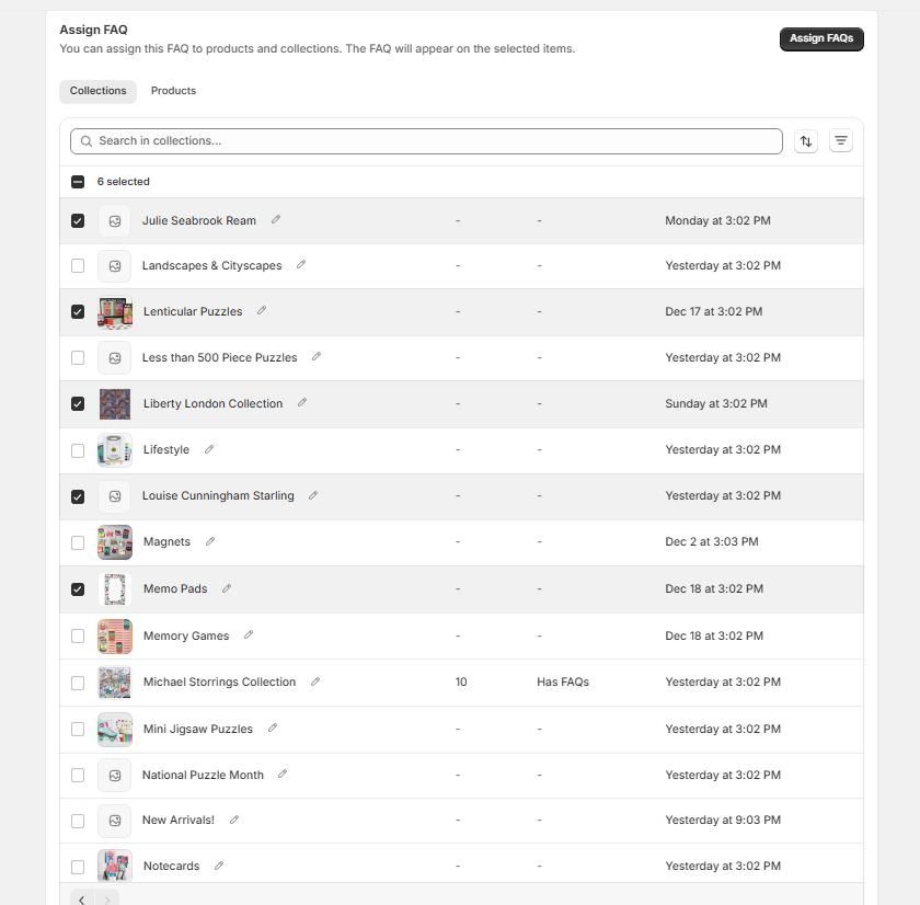 create faq content for product and collection pages on shopify