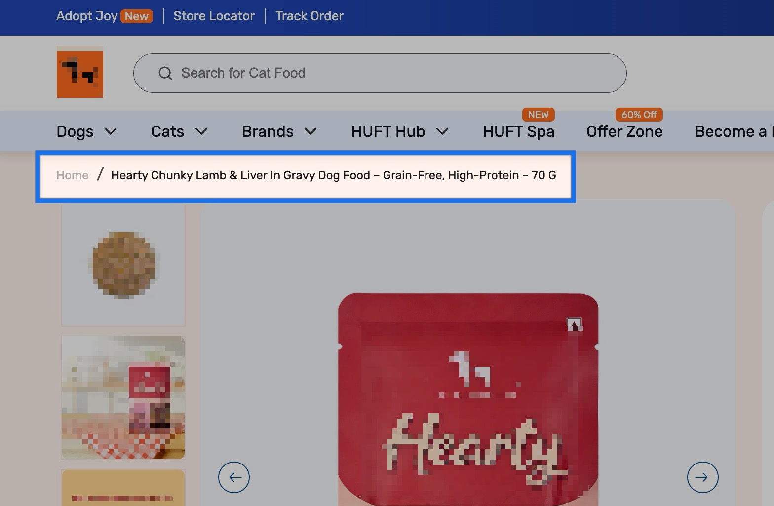 shopify default breadcrumbs sample